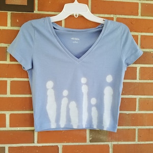 Handmade Periwinkle Small Blue Crop Graphic Short Sleeve unique customizable Tee Shirt