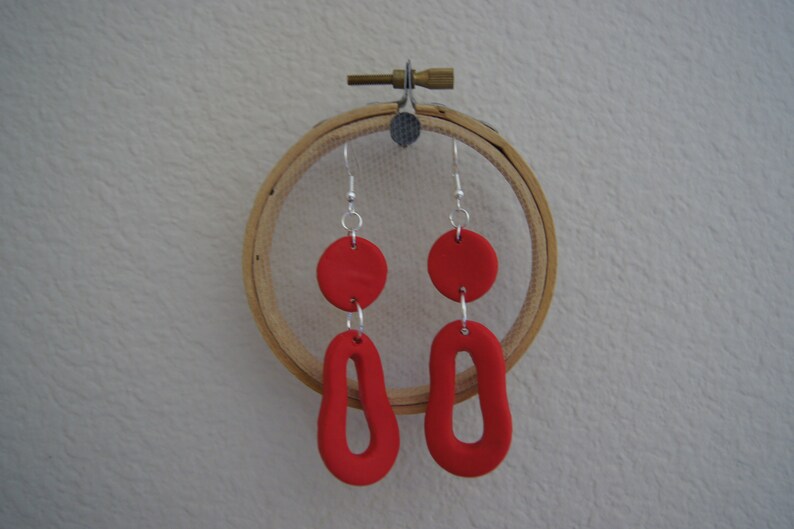 funky 90/'s earrings retro statement earrings Dangle clay earrings