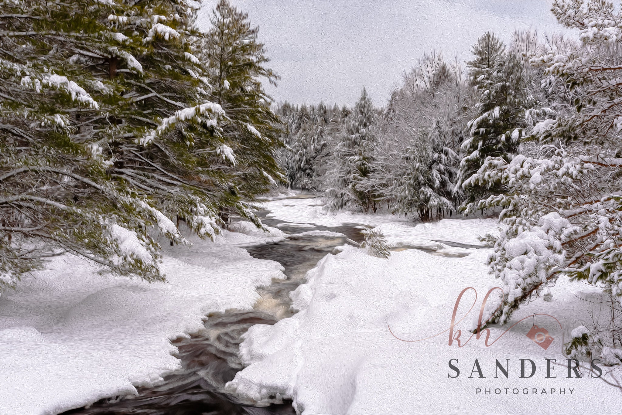 Oil Painting Print, Winter Photography Print Made to Look Like Oil