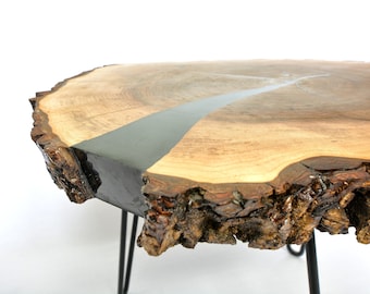 Walnut coffee table + black epoxy resin