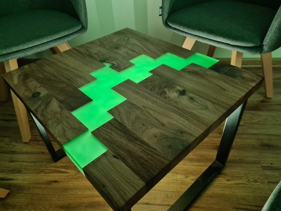Table Made Of Walnut And Epoxy Resin Made Hand Minecraft Etsy