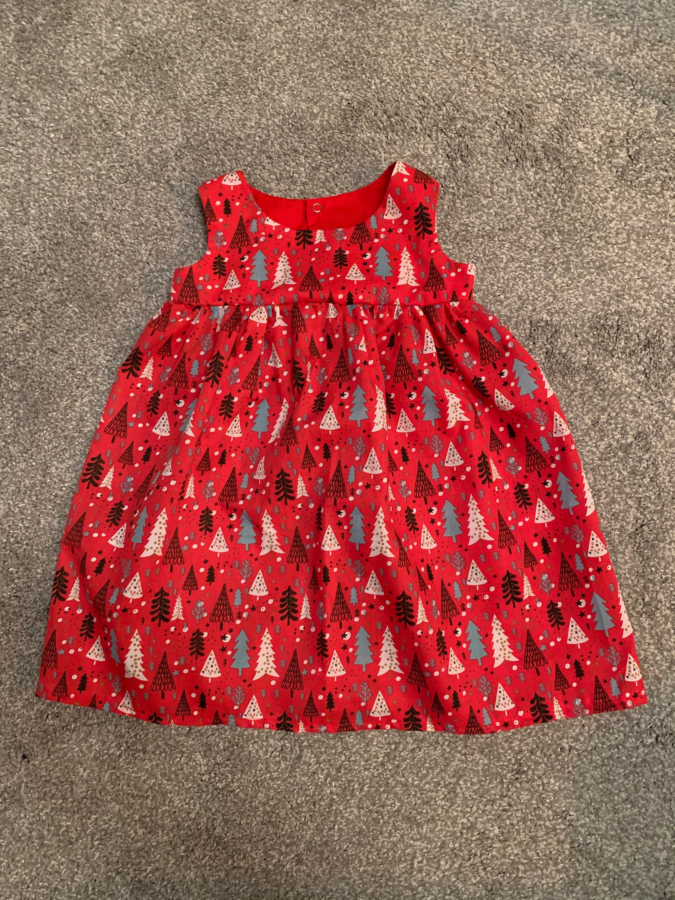 Red Christmas Tree Dress M 912 Months Etsy