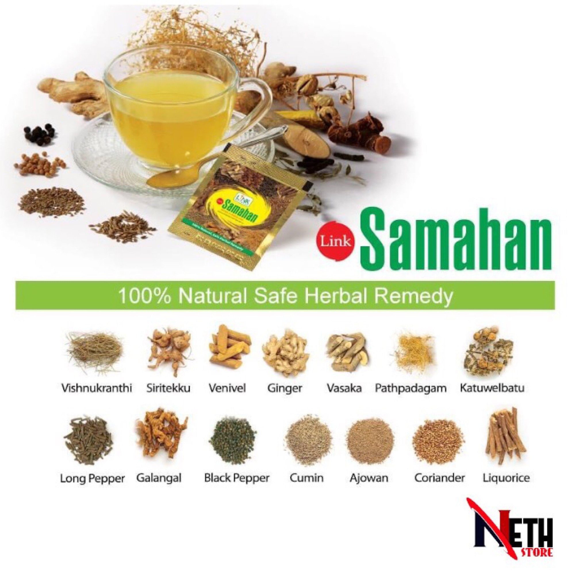 100 SAMAHAN Ayurveda Herbal Tea Natural Drink for Cough & Cold remedy