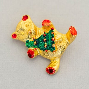 Christmas tree bear vintage brooch (C5)