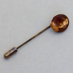 Vintage Cameo Tip Stick Pin, Oval Stick Pin, Bronze Tone Stick Pin, Stylish Stick Pin - C4
