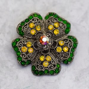 Vintage Brosche, Blumen Brosche, Edelstein Brosche, Art Deco Brosche, Strass Brosche - CO1