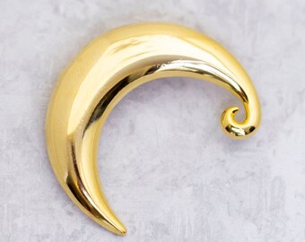 Vintage Brooch, Gold Tone Brooch, Crescent Brooch, Moon Brooch, Celestial Brooch, Gold Tone Brooch, Unique Brooch - CJ1