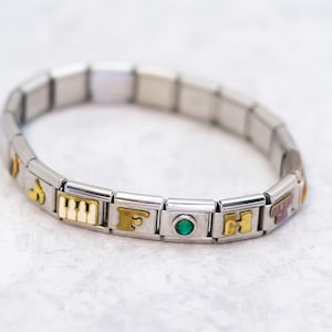 6 pulgadas, pulsera de encanto vintage, pulsera de tono plateado, pulsera de eslabones, pulsera de amistad, pulsera de nombre de letra - CT1