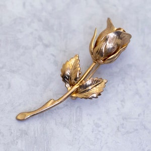 Vintage Brooch, Gold Tone Brooch, Love Rose Brooch, Romantic Brooch, Valentines Day Brooch - CG1