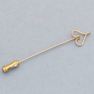 Vintage Gold Tone Spiral Heart Stick Pin, Love Heart Stick Pin, Valentines Stick Pin- C4