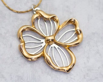 20 inch, Vintage Necklace, Gold Silver Tone Necklace, Art Nouveau Necklace, Elven Flower Necklace, Unique Necklace, Made by Avon - C8