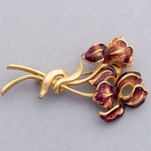 Vintage Stylish Gold Tone Floral Brooch, Rose Petals Brooch, Art Nouveau Brooch - C1