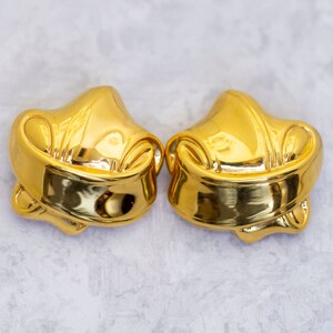 Vintage Clip On Earrings, Gold Tone Earrings, Abstract Earrings, Mid Century Earrings, Modern Earrings - CF1