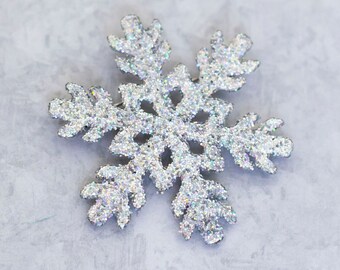 broche vintage, broche flocons de neige, broche paillettes, broche hiver, broche ton argent - CN1