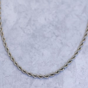 18 inch, Vintage Chain Necklace, Silver Tone Necklace, Twist Necklace, Rope Chain Necklace, Spiral Necklace, Asexual Necklace - CE1