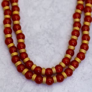 17 pouces, collier de perles rouges vintage par Kramer - CL1
