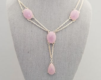 18", Avon Necklace, Prom Necklace, Statement Necklace, Avon Jewelry, Pink Necklace, Silver Necklace, CV1