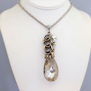 30 inch, Vintage Necklace, Diamond Necklace, Teardrop Necklace, Rhinestone Necklace, Dangle Necklace - CO1