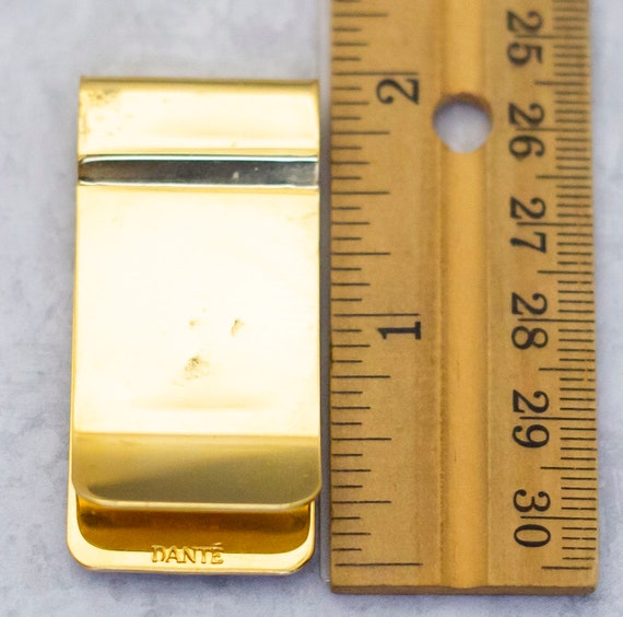 Vintage Money Clip, Gold Tone Money Clip, Hand Pr… - image 3