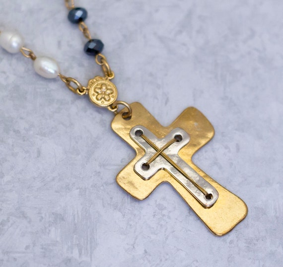 30 inch, Vintage Necklace, Cross Necklace, Celtic… - image 1