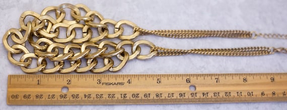 18 inch, Vintage Bib Necklace, Curb Chain Necklac… - image 3
