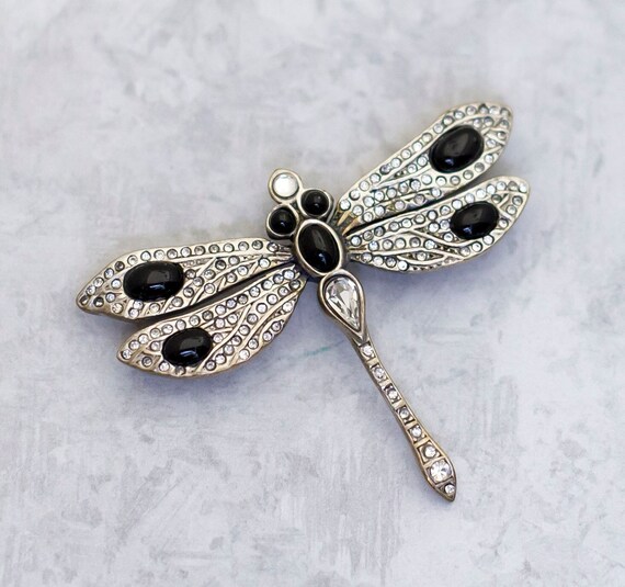 Vintage Brooch, Dragonfly Brooch, Gothic Brooch, … - image 1