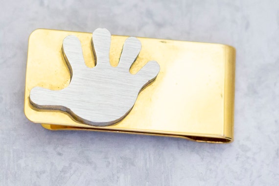 Vintage Money Clip, Gold Tone Money Clip, Hand Pr… - image 2