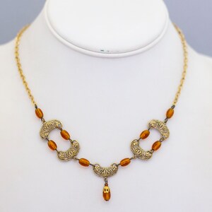 16 inch, Vintage Choker Necklace, Gold Tone Necklace, Short Necklace, Beads Necklace - CB1
