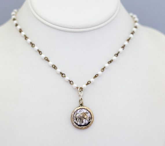 18 inch, Vintage Necklace, Pendant Necklace, Elep… - image 2