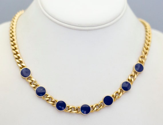 18 inch, Vintage Necklace, Blue Beads Necklace, C… - image 2