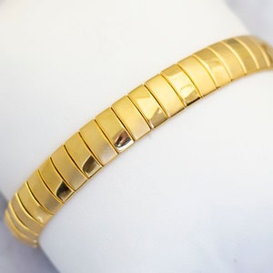 7 1/2 Inch, Vintage Bracelet, Egyptian Bracelet, Geometric Bracelet, Snake Bracelet, Serpent Bracelet, Gold Tone Bracelet - CS1
