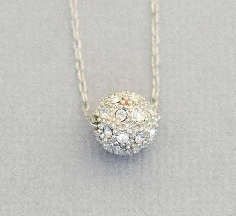 Cute Necklace CI1 Elegant Necklace Rhinestone Necklace Ball Necklace 18 Inch Minimalist Necklace Beautiful Necklace Minimal Necklace