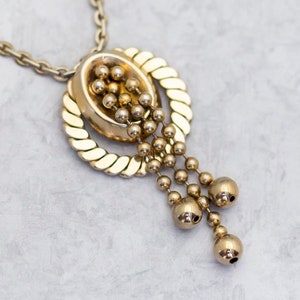 15 pouces, collier pompon vintage, collier doré, collier de perles de chaîne, collier ovale, collier unique - C8