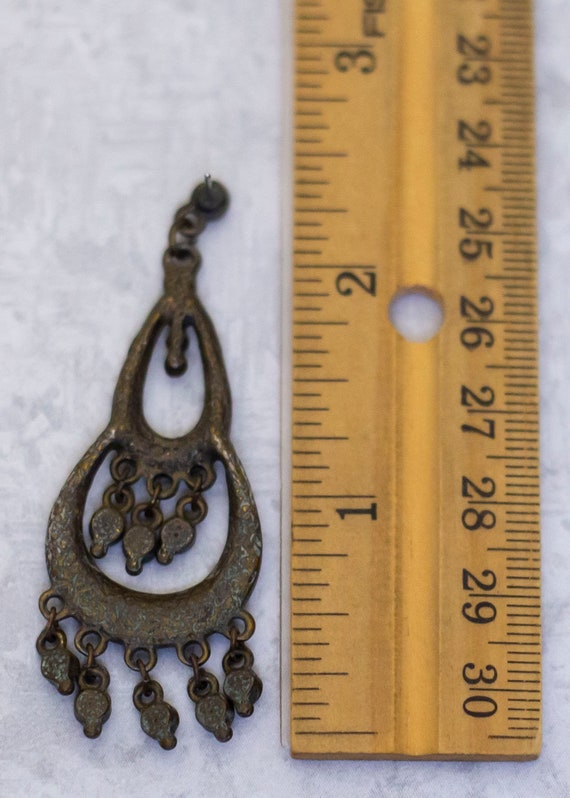 Vintage Dangle Earrings, Rhinestone Earrings, Gre… - image 2