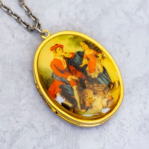 24 inch, Vintage Locket Necklace, Renaissance Locket Necklace, Cameo Locket Necklace, Memento Necklace, Memory Necklace - CQ1
