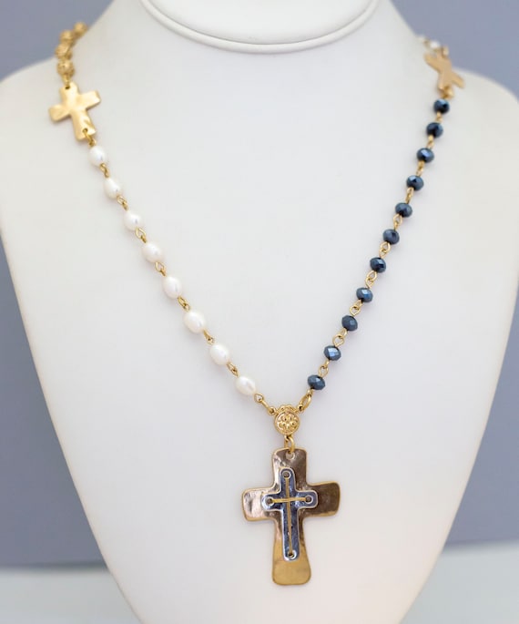 30 inch, Vintage Necklace, Cross Necklace, Celtic… - image 2