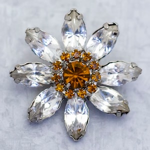 Vintage Brosche, Art Deco Brosche, Diamant Brosche, Strass Brosche, Blumen Brosche, Floral Gem Brosche - Ci1