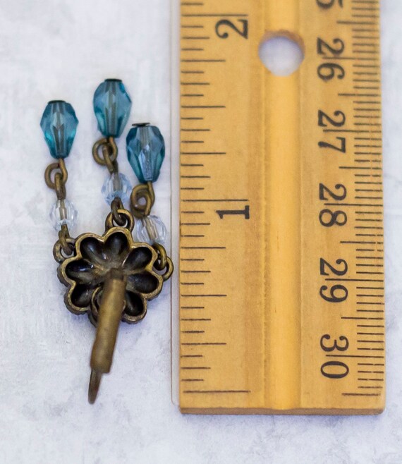 Vintage Dangle Earrings, Blue Flower Earrings, Ar… - image 2