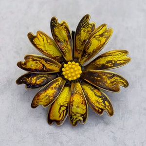 Vintage Brooch, Gold Tone Brooch, Floral Brooch, Sunflower Brooch, Art Nouveau Brooch - C7