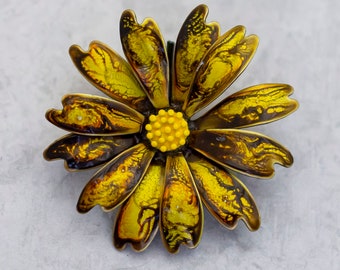 Vintage Brooch, Gold Tone Brooch, Floral Brooch, Sunflower Brooch, Art Nouveau Brooch - C7