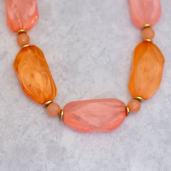 34 inch, Vintage Orange & Pink Beads Elegant Bead… - image 2