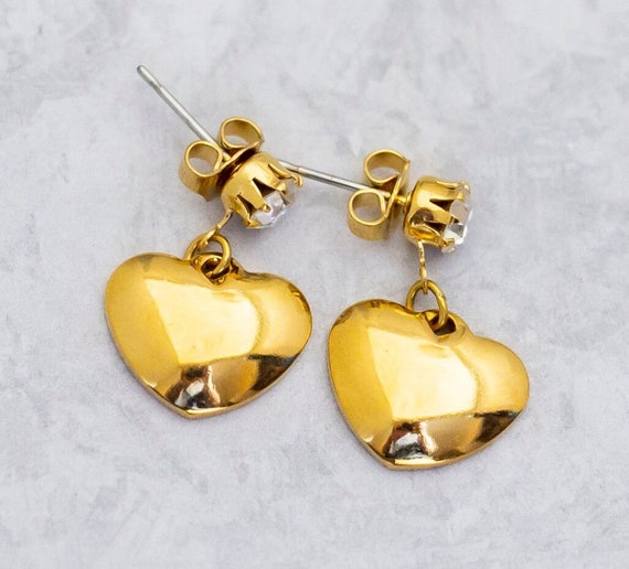 [Golden dew] 18K Gold☆GD love and heart Earrings 18K Gold Filled Heart Earrings, Dainty Earrings, Pierced