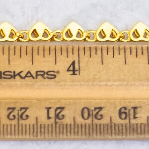 7 1/2 inch, Vintage Love Heart Links Clear Rhinestones Gold Tone Bracelet C10 image 3