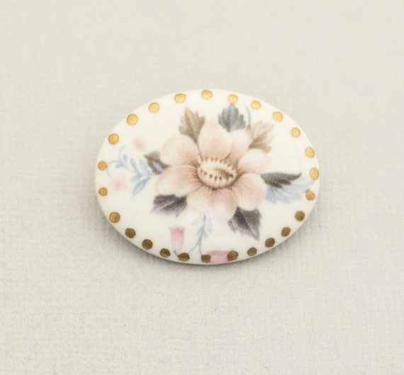 Colorful Flowers Mid-Century Brooch Vintage Brooch Flower Brooch Transferware Brooch Floral Brooch Pin Vintage Jewelry Flower Jewelry