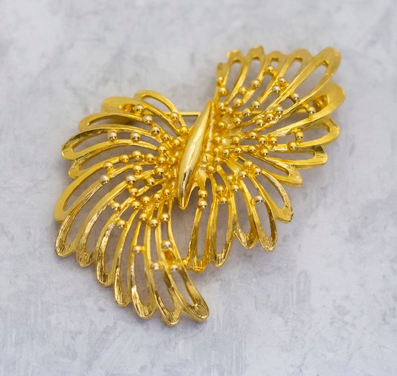 Vintage Brooch, Gold Tone Brooch, Abstract Flower 