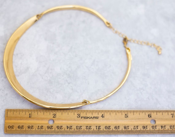 16 inch, Vintage Choker Necklace, Gold Tone Neckl… - image 3