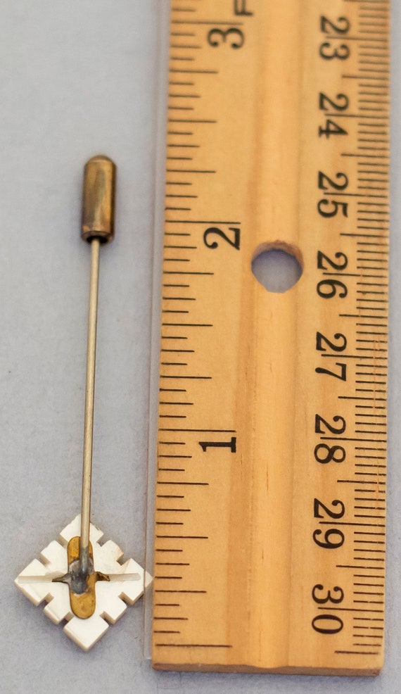 Vintage Diamond Letter B Stick Pin, Gold Tone Sti… - image 3