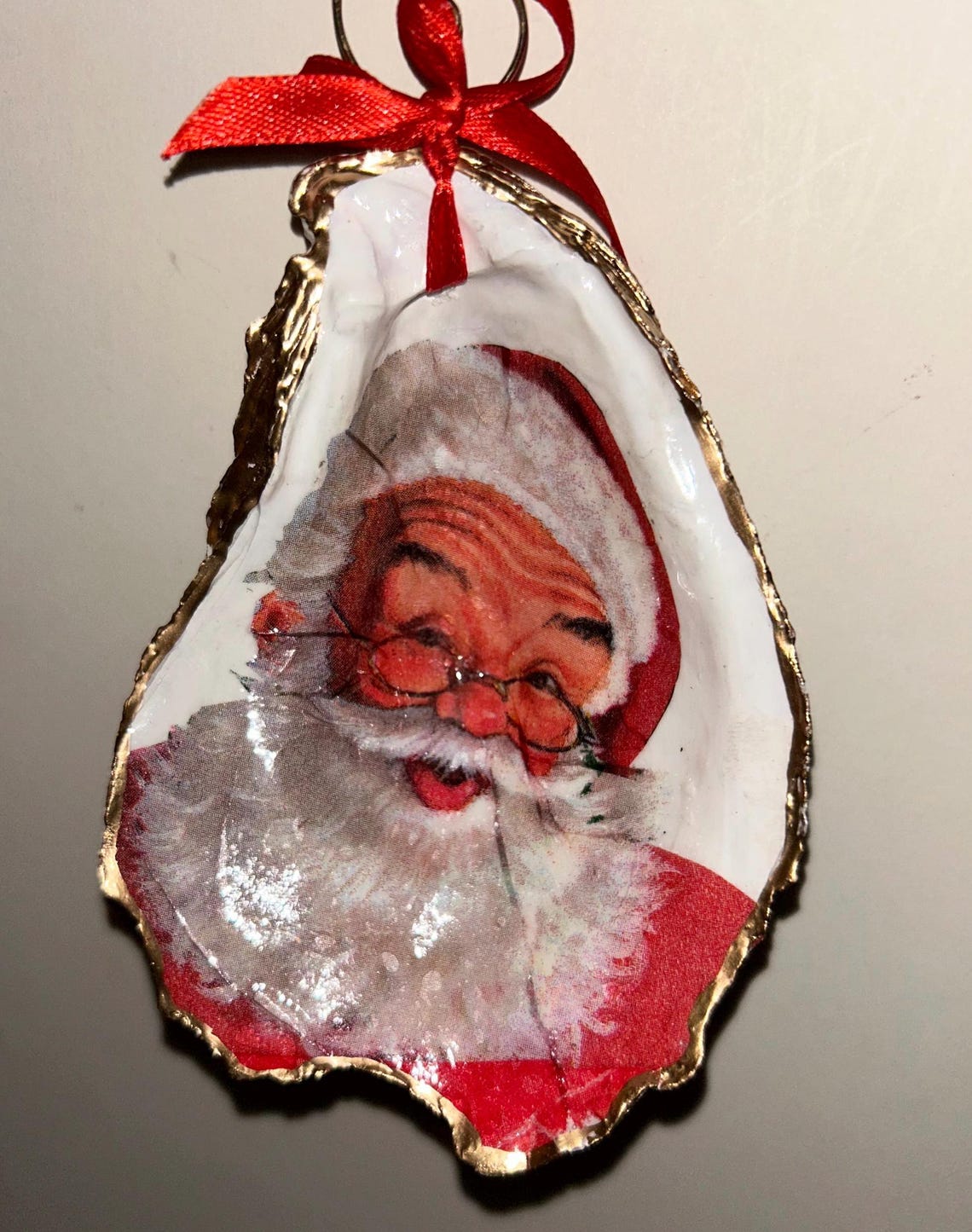 Octillery Santa Jolly Santa Oyster Shell Ornament. - Etsy