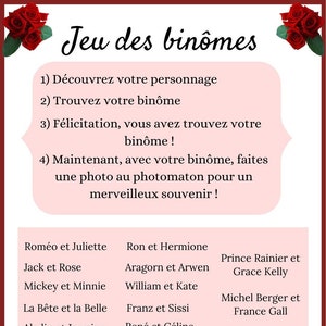 Jeu des Binômes, Jeu des paires, Mariage, fêtes..., Format B7, 9x13cm