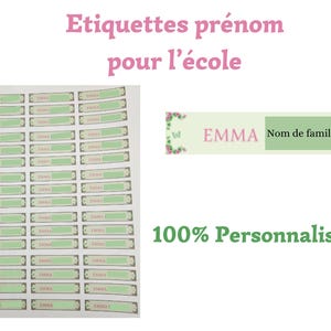 Étiquettes autocollantes prénom pour l'école, maison..., Étiquettes pour marquer les affaires, autocollants, 100% personnalisable, 200x40px
